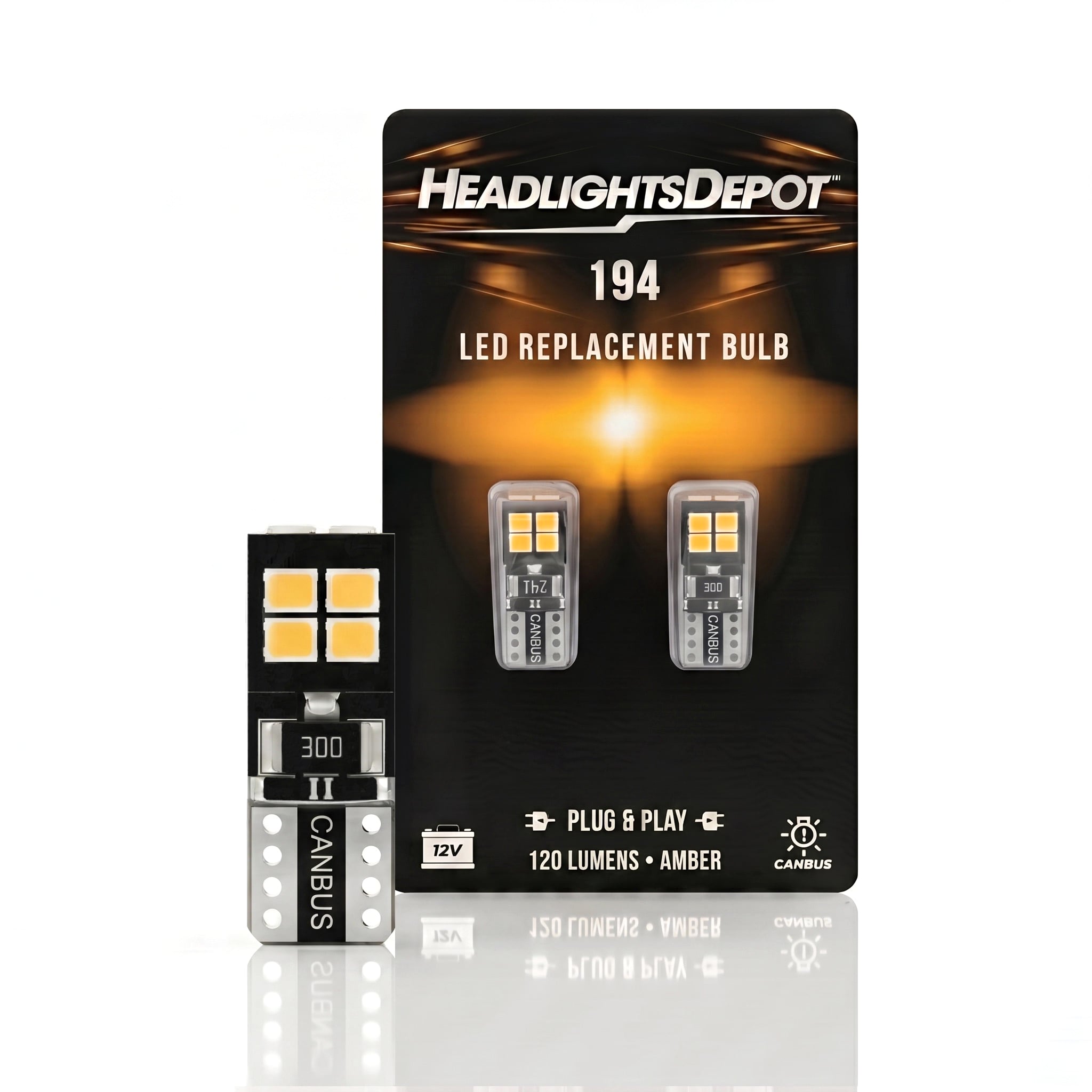 194 Amber 120 Lumen LED Two Bulb Set
