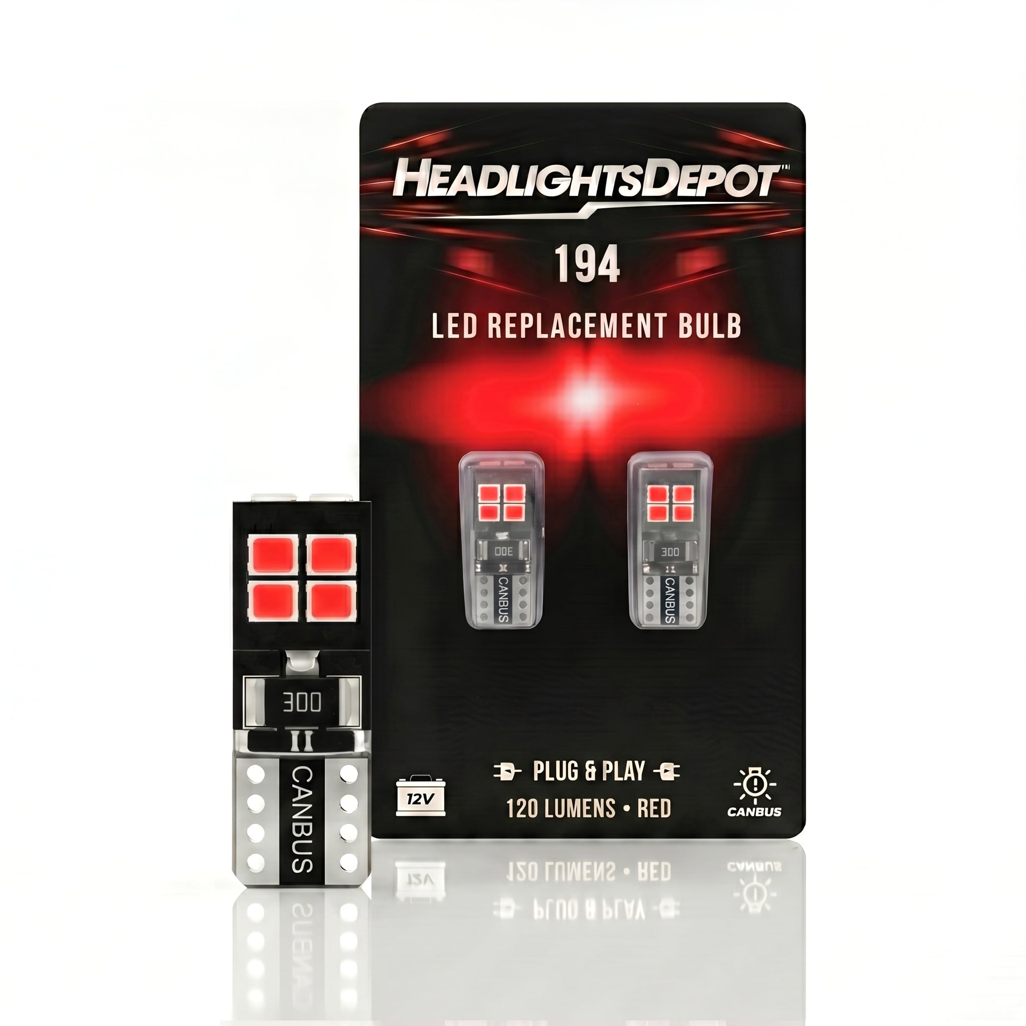 194 Red 120 Lumen LED Two Bulb Set
