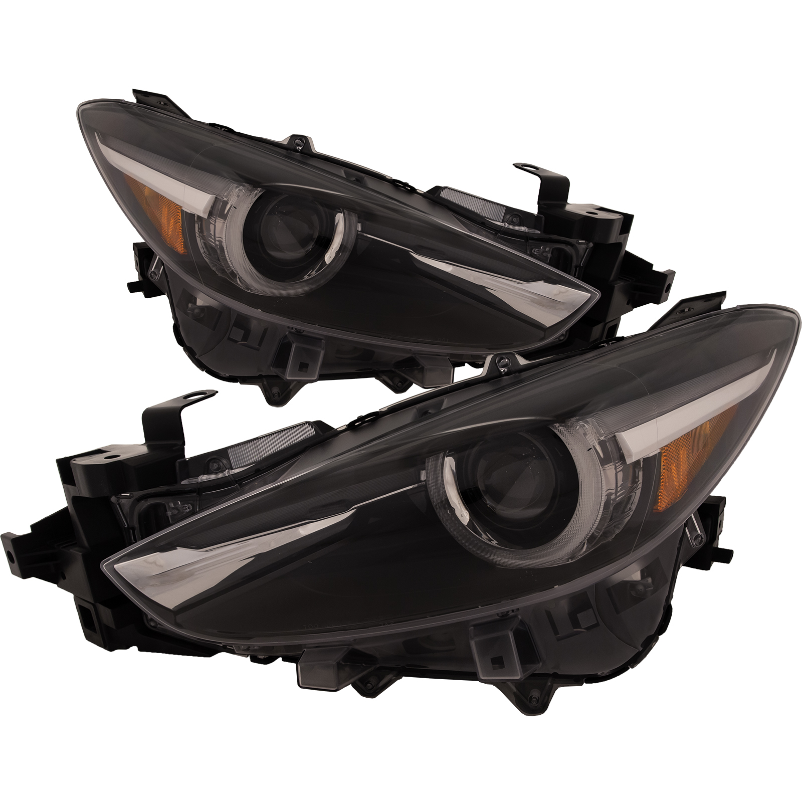 MAZDA ペンダントライト 黒 Headlights Set Fits 17-18 Mazda 3 Pair CAPA Certified LED Lamps Black