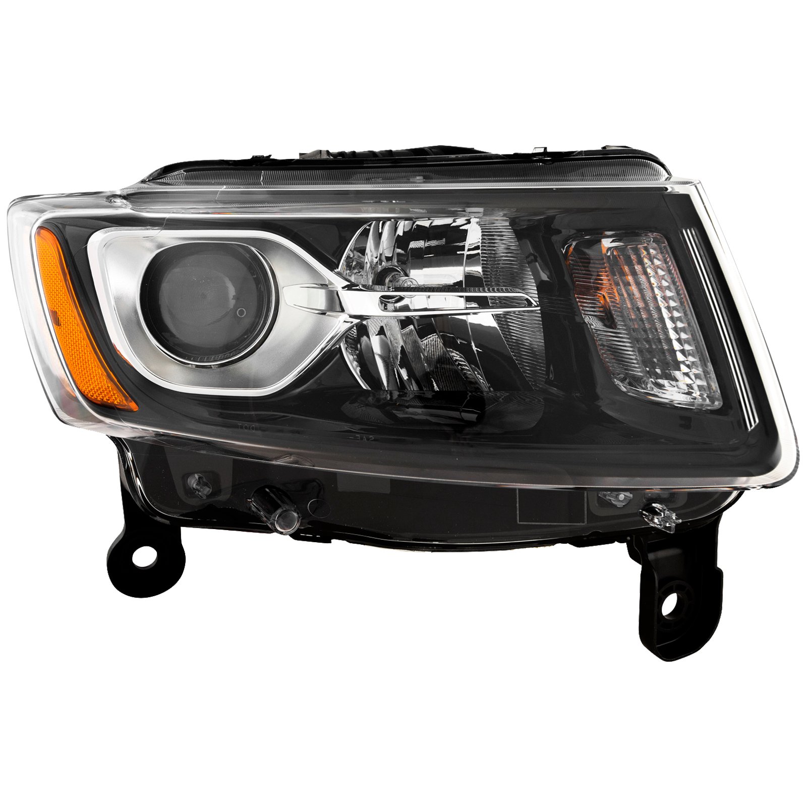 Headlight Fits 2014-2016 Jeep Grand Cherokee Halogen Black Bezel CAPA Certified Right Passenger Side Headlamp Assembly