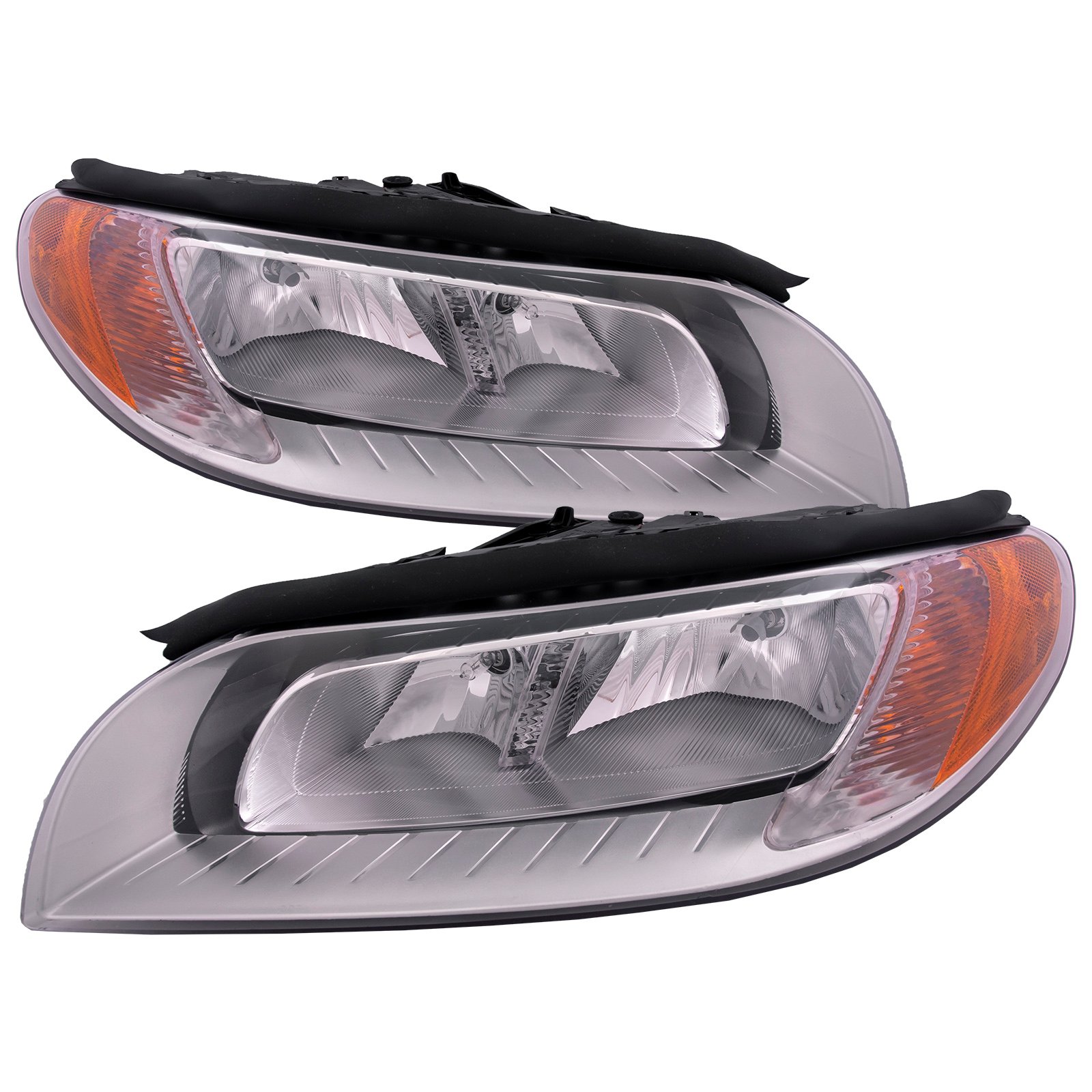HEADLIGHTSDEPOT Chrome Housing Halogen Headlights Compatible with Volvo S80 V70 XC70 2008 2012 Includes Left Driver and Right Passenger Side