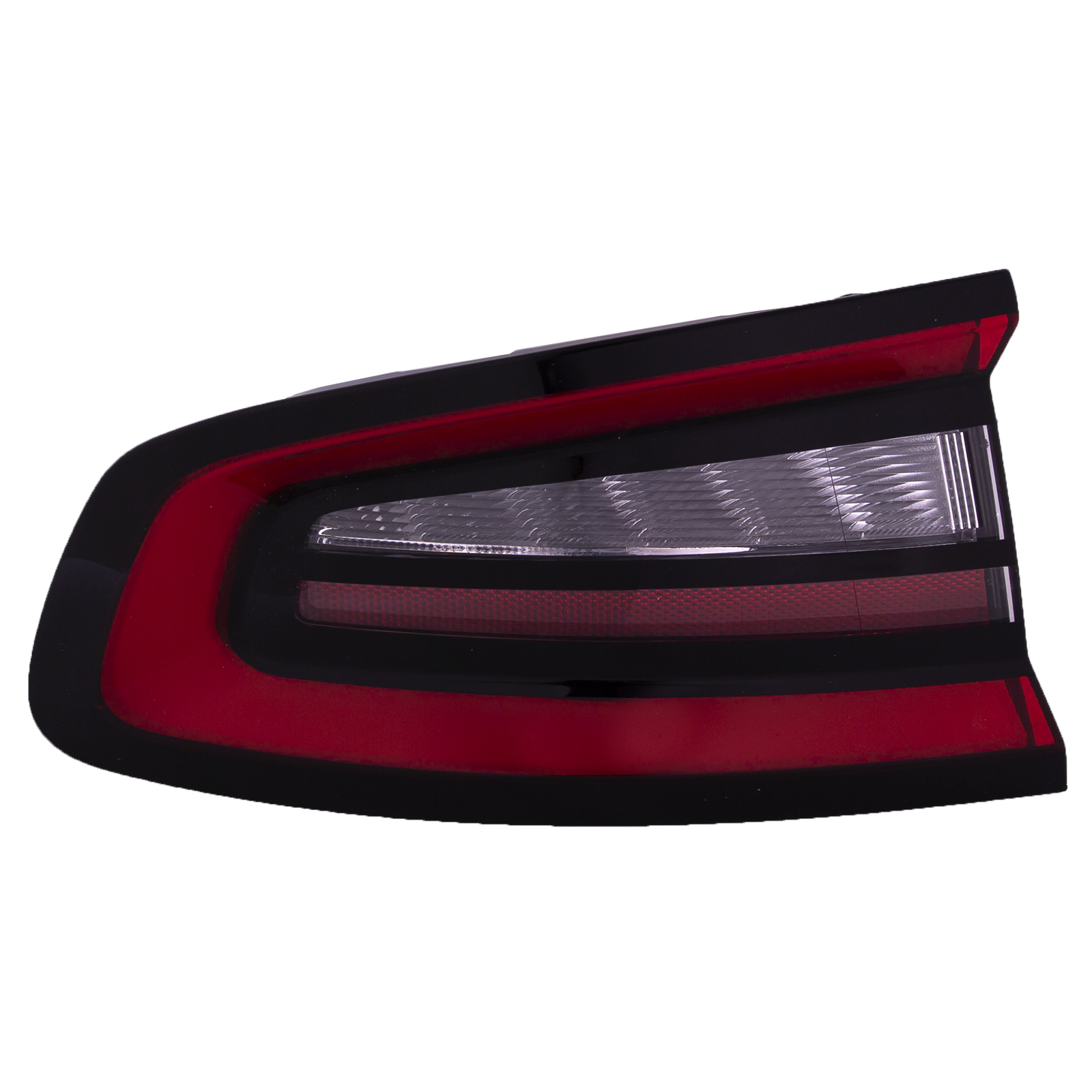Charger Halogen Tail Light; Chrome Housing; Red Clear Lens; Driver Side