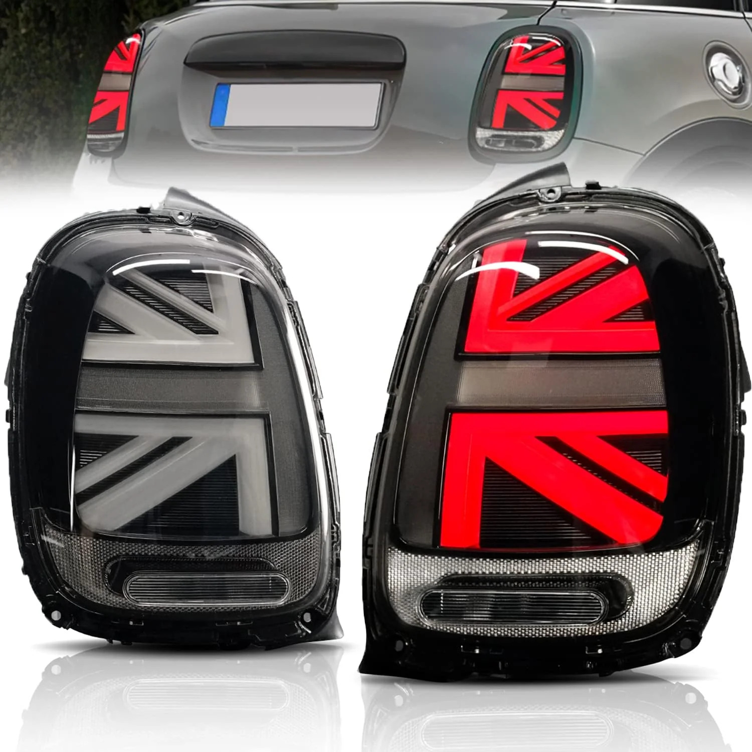 LED Tail Light Set with Union Jack Style Smoked Lens for 2014-2021 Mini ...