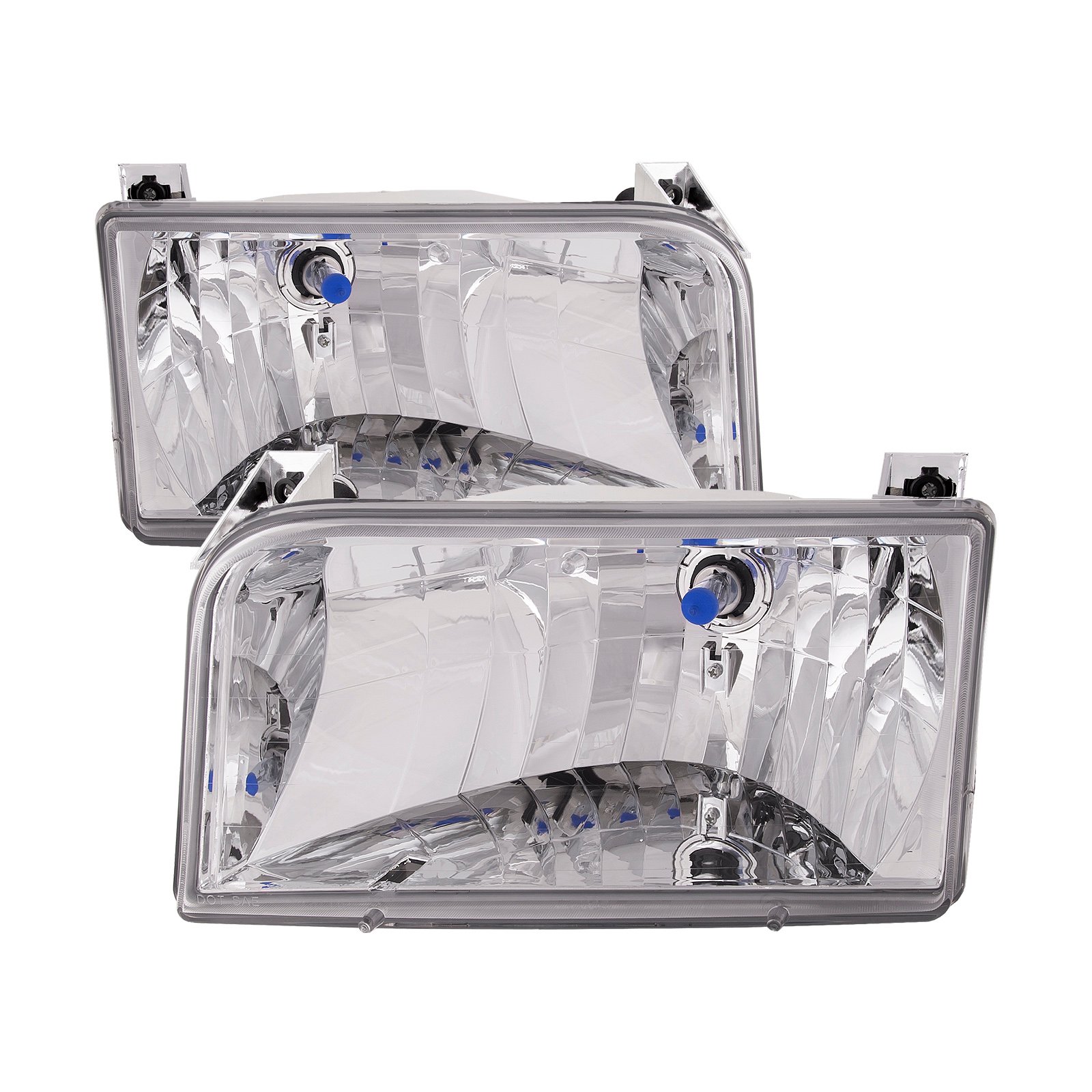 1992-1996 F-150/ 92-97 F250/Bronco Euro Clear Chrome Halogen Headlights Set