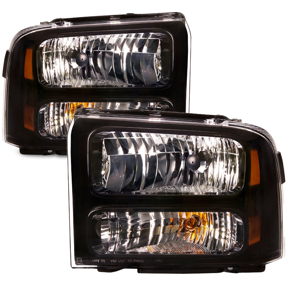 Crystal Corner Headlights For 2005-2007 Ford Super Duty – Chrome Housing, Clear Lens 7 thumbnail image