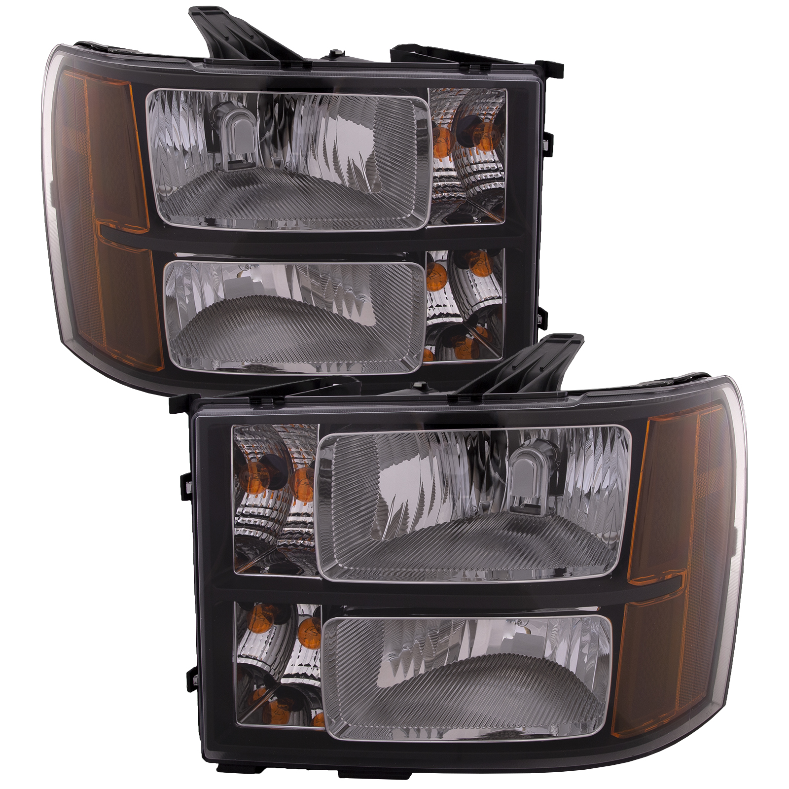 Headlights Depot 0714 Sierra Performance Headlights (Set; Black; Clear Lens)
