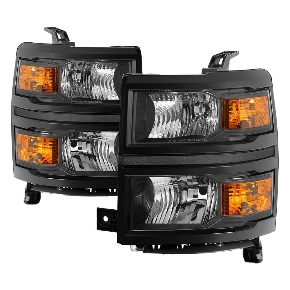 Headlight Set Compatible With Chevrolet Silverado 1500 2014-2015 Halogen Left Driver Right Passenger Side