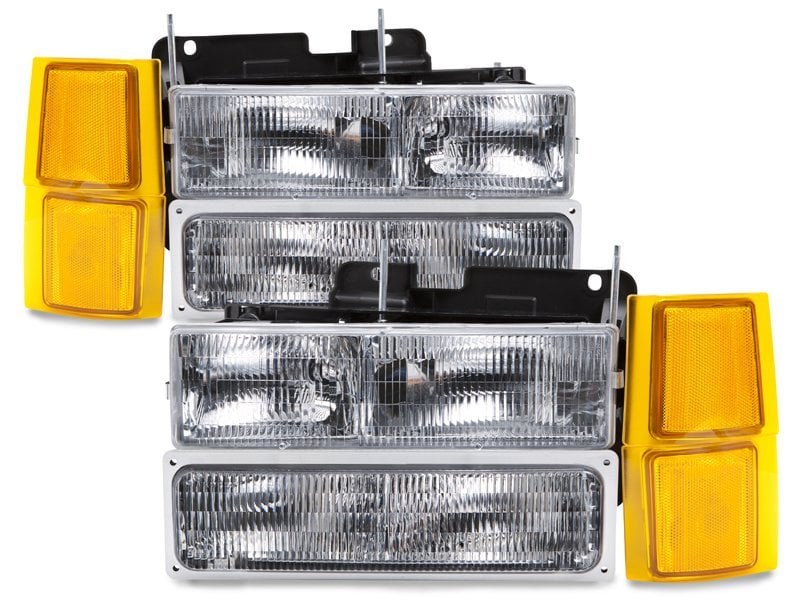 Headlights Fits Chevy Blazer C/K 1500 2500 3500 Suburban 1500 2500 3500 Tahoe Includes Driver and Passenger Chrome Halogen Lamp
