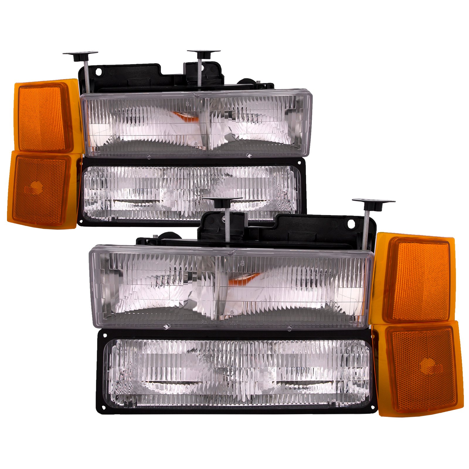 Headlights Fits Chevy Blazer C/K 1500 2500 3500 Suburban 1500 2500 3500 Tahoe Includes Driver and Passenger Chrome Halogen Lamps