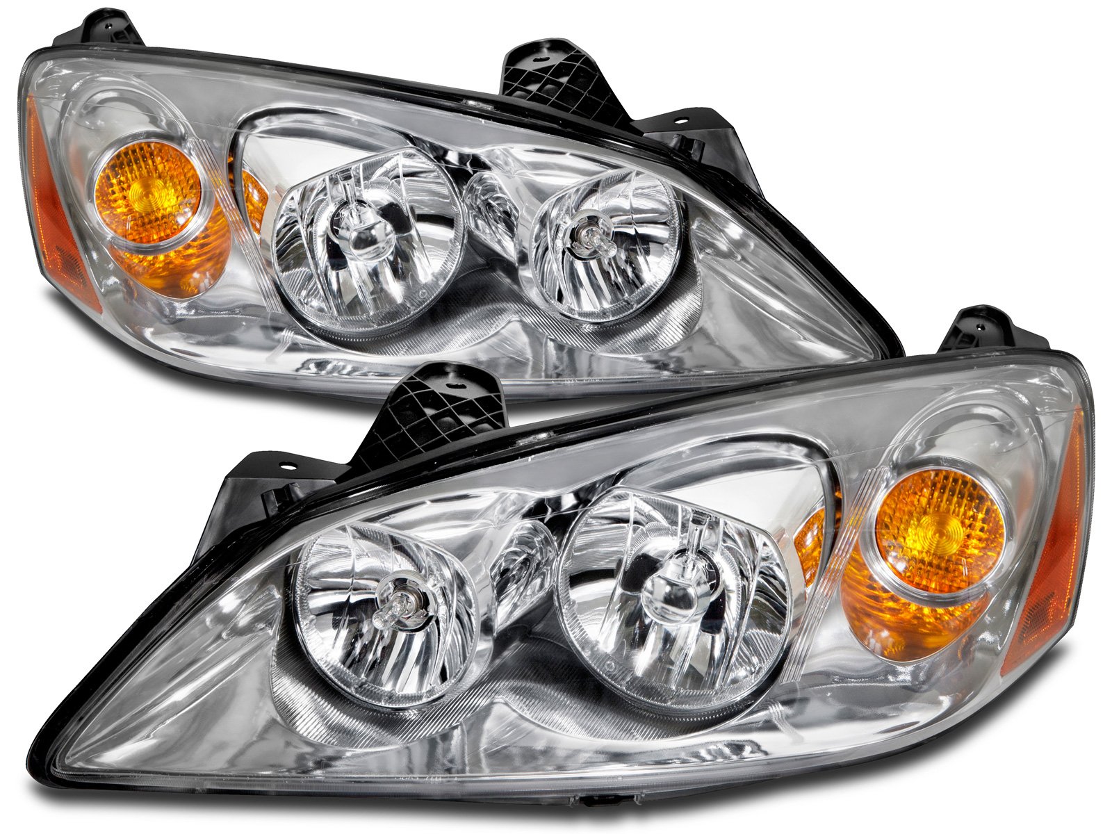Headlight Fits Pontiac G6 2005-2010 Includes Left Driver and Right Passenger Side Chrome Housing Halogen Headlamps
