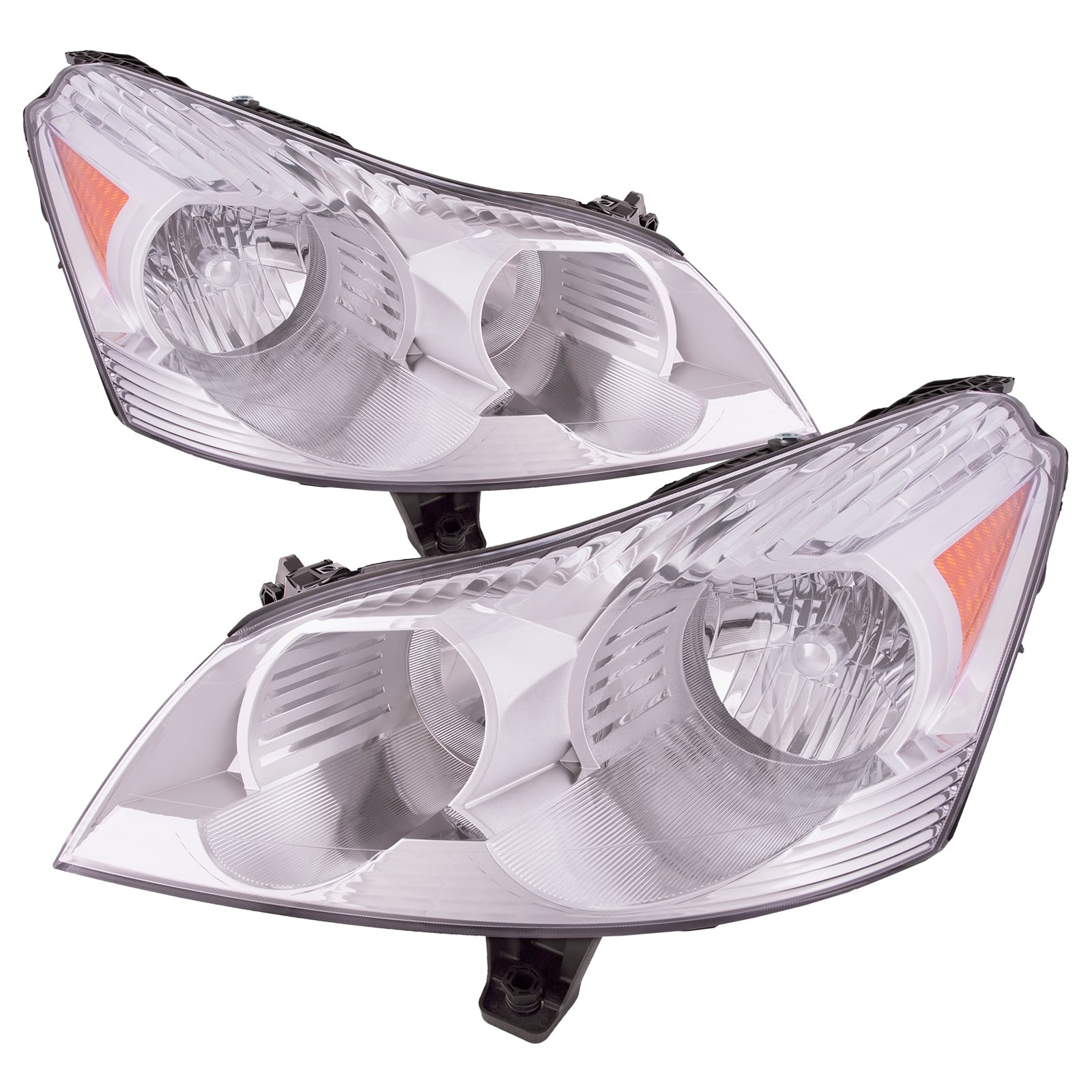 Headlights Halogen Chrome Set Driver Left Passenger Right Pair Fits ...