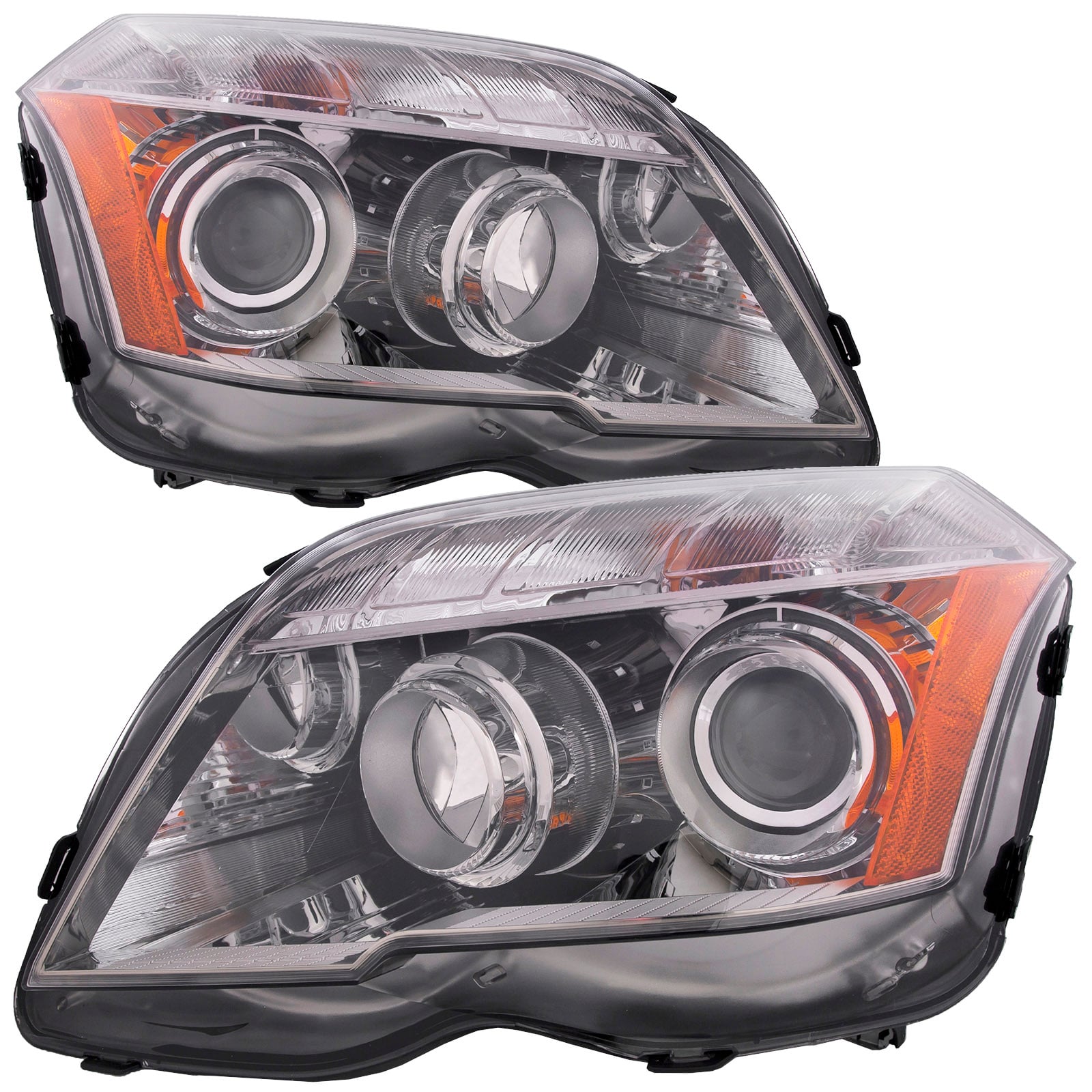 PERDE Headlight Halogen Set Chrome Housing w/ Performance Lens Fits 2010-2012 Mercedes GLK 300 350