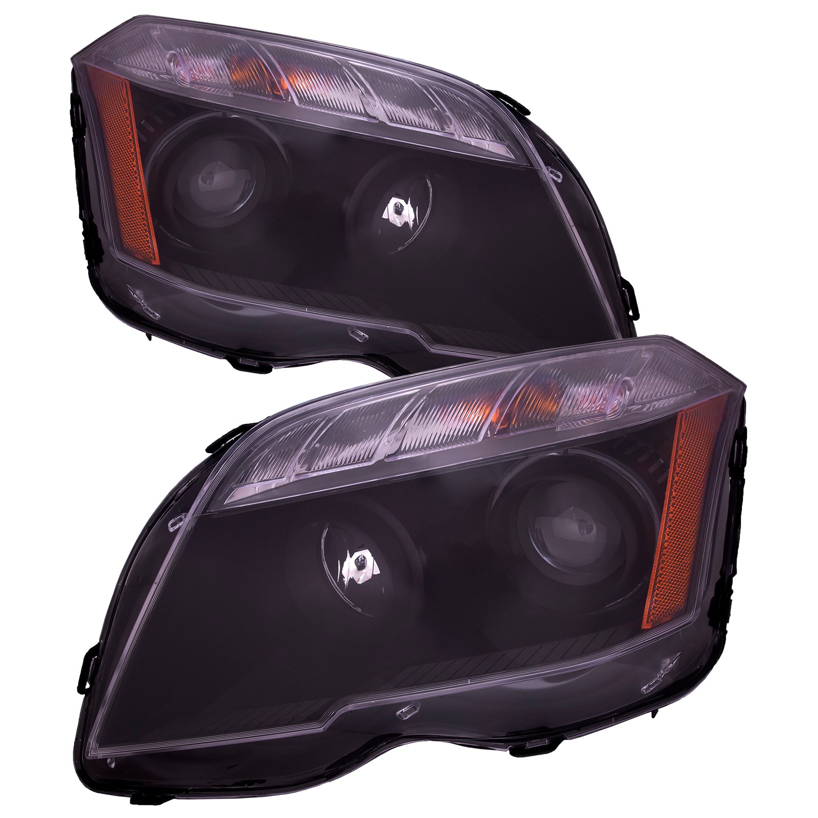 PERDE Headlight Halogen Set W/ Black Housing Clear Lens Fits 2010-2012 Mercedes Benz GLK