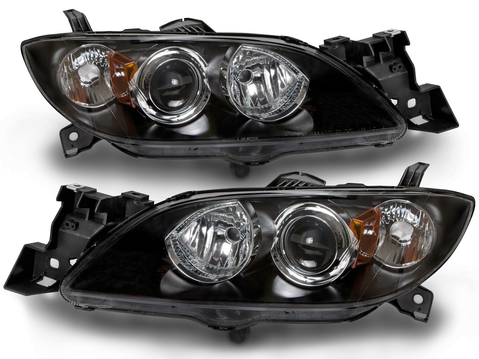 PERDE Headlight Set Fits 2004-2009 Mazda 3 Sedan Halogen w
