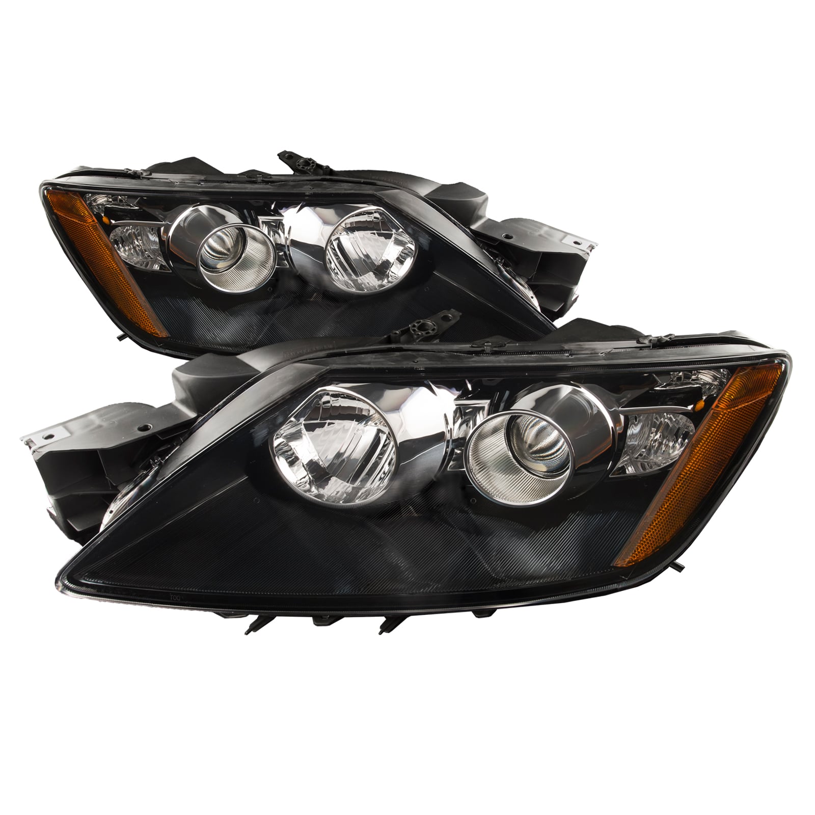 PERDE Headlight Set For 2012 Mazda CX-7 Halogen Black Housing With