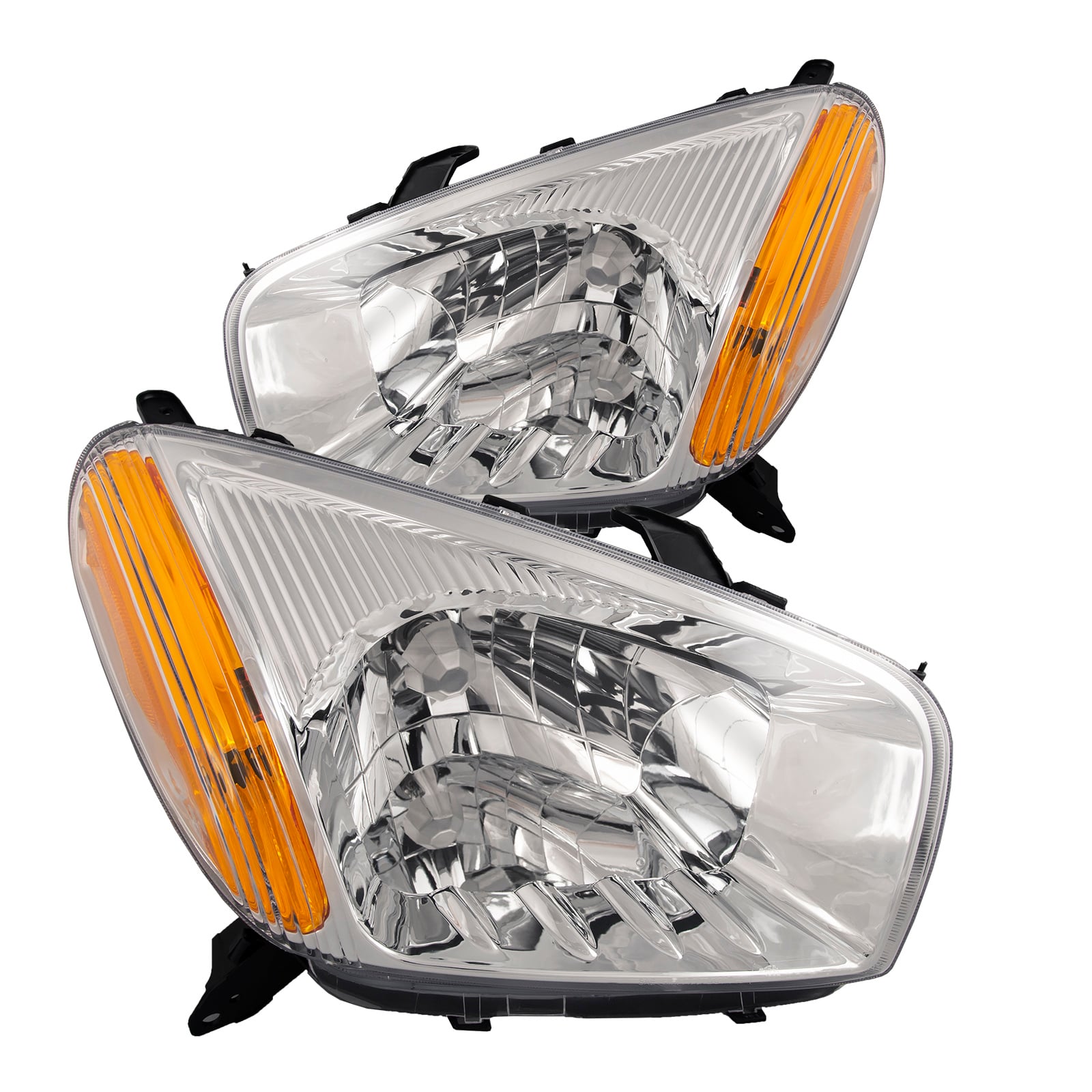 For 2001 2002 2003 Toyota RAV4 Black Headlights Lamps Replacement Assembly Pair
