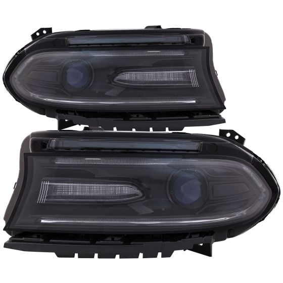Headlight Left And Right Pair Halogen Projector CAPA Certified Fits 2015  Dodge Charger