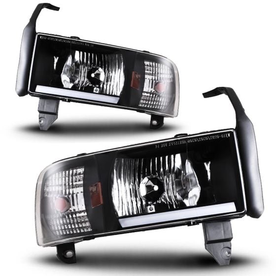 Dodge Ram Headlights Black Housing Amber Corner