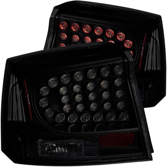 Black Housing Clear Lens Tail Lights For 2006-2008 Dodge Charger - Pair, Direct Replacement, Uses Stock Bulbs