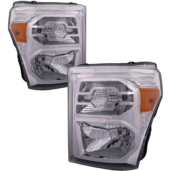 Headlights Set Chrome Left Right Pair Fits 20112016 Ford Super Duty F