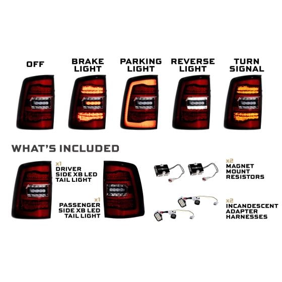 Morimoto XB LED Tail Lights: Ram HD (19+ / Red Lens / Set)