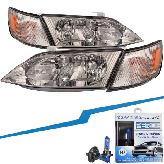 Halogen Headlights 4pc Set Left Driver Right Passenger Pair w
