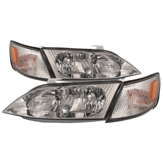 Headlights w/ Corner Lights w/ Chrome Housing and Performance Lens Fits
