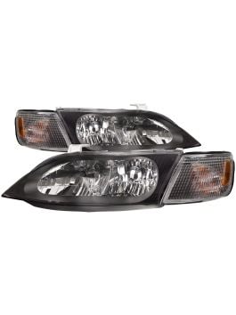 PERDE Black Housing Halogen Headlights 4Pc Set Corner Lights Housing ...