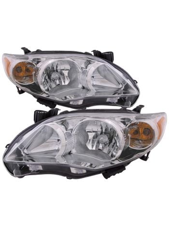Halogen Headlight Left And Right Pair CAPA Certified Fits 2011-2013 Toyota Corolla Base/CE/LE (Canada Built)