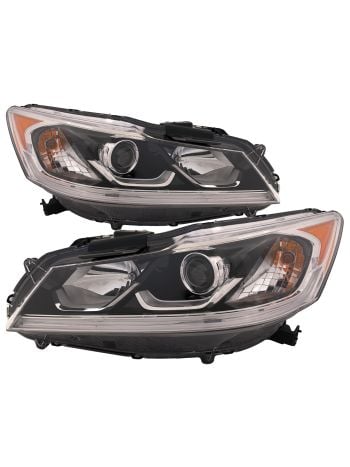 Headlight Halogen Left And Right Pair CAPA Certified Fits 2016-2017 Honda Accord Sedan LX
