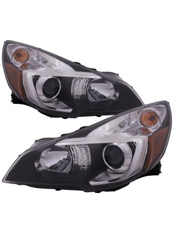Headlight Pair Fits Subaru Legacy Or Outback 13-14 Black Bezel CAPA Certified
