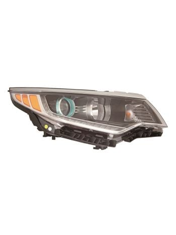 Halogen Headlight Compatible With Kia Optima 2017-2019 CAPA Certified Right Passenger Side With LED DRL Black Housing