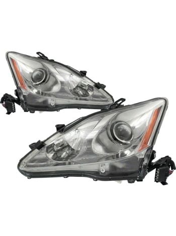 Left and Right Headlights Compatible With Lexus IS250 IS350 2009-2010 HID With Adaptive