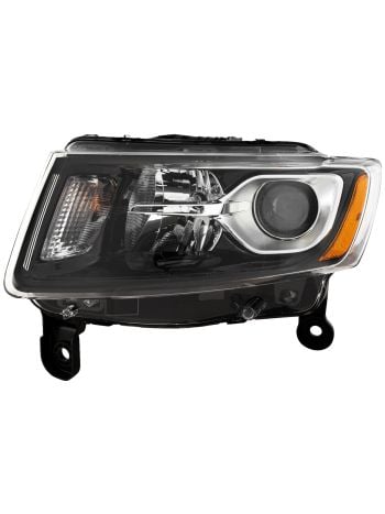 Headlight Halogen Standard Type Black CAPA Certified Left Driver Fits 2014-2016 Jeep Grand Cherokee