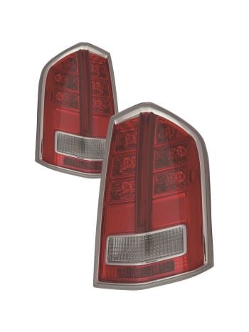 Driver Passenger Chrome Tail Light Set For 13-14 Chrysler 300 BASE|C|S|LUXURY|SRT-8; CAPA Certified