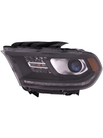 Left Driver Side Black Halogen Headlight w/LED Lamp For 14-15 Dodge Durango; CAPA Certified