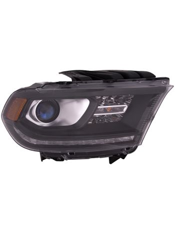 Right Passenger Side Black Halogen Headlight w/LED Lamp For 14-15 Dodge Durango; CAPA Certified