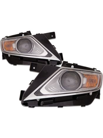 Headlight Set Compatible With Lincoln MKX 2011-2015 CAPA Certified Left Driver And Right Passenger Side Halogen Chrome