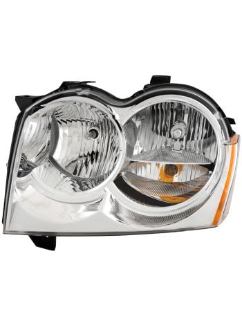 Headlight Halogen Chrome Left Driver Assembly Fits 2005-2007 Jeep Grand Cherokee