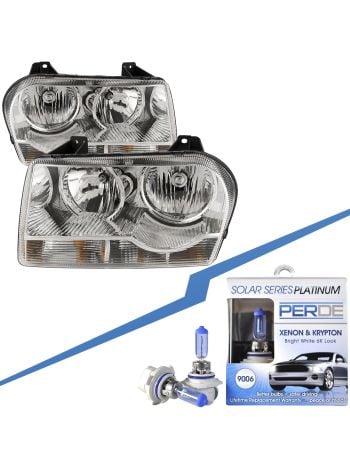 GSOWO 2 Luces LED De Posición Lateral Blancas Para Chrysler 2005-2014 300 300C, [con Insignia De 300 Pulgadas] Lente Transparente Luces Intermitentes Delanteras