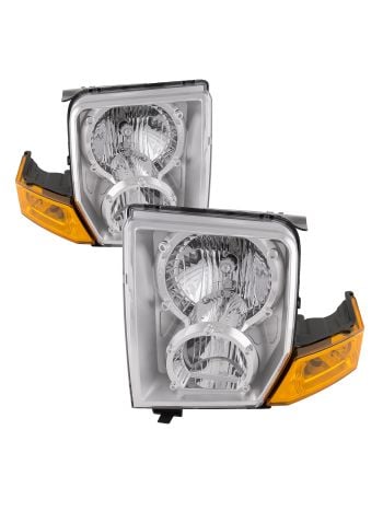 Headlight Fits Jeep Commander 2006-2010 Includes Left Driver and Right Passenger Side Chrome Housing Halogen Headlamps