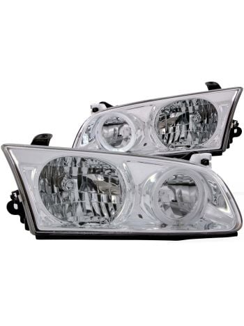 Chrome Housing Halogen Headlights Compatible with Toyota Camry 2000-2001 Includes Left Driver and Right Passenger Side Headlamps