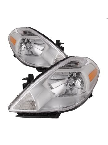 Headlights Halogen Set Right Passenger Driver Left Pair Fits 2007-2012 Nissan Versa 2-Door Coupe/Hatchback 4-Door 2007-2011