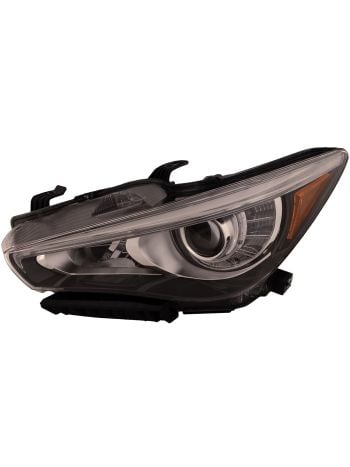 Headlight Fits Infiniti Q-50 14-17 Left Driver Side LED Headlamp With Clear Lens and Black Housing