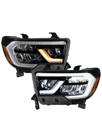 Ronnin - Fits 2007-2013 Toyota Tundra 2008-2017 Sequoia Projector Headlights Led Switchback Sequential Turn Signals Replacement Assembly Pair Black