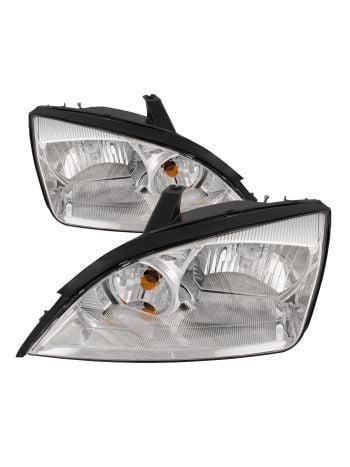 Headlight Fits Ford Focus 2005-2007 Includes Left Driver and Right Passenger Side Chrome Housing Halogen Headlamps