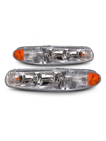 Halogen Headlights w/Cornering Set Driver Left Passenger Right Pair Fits 1997-2005 Buick Century 1997-2004 Buick Regal. All Bulbs Included.