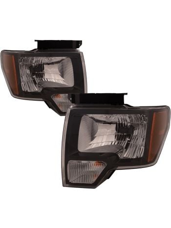 Black Halogen Left and Right Headlights For Ford F 150 2010 2014 CAPA Certified