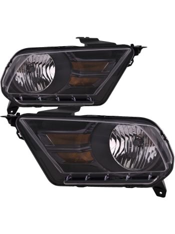 Headlights Set Fits Ford Mustang 10-14 Pair CAPA Certified Halogen Lamps