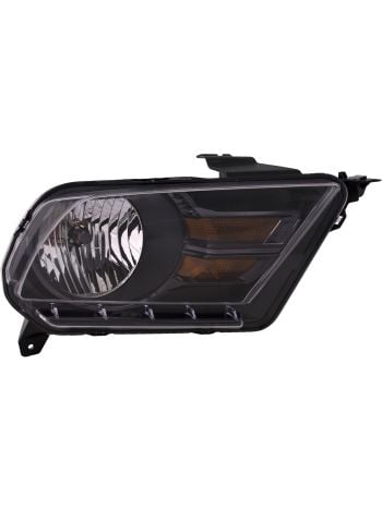 Headlight For Ford Mustang GT/BOSS 302 10-14 Right Passenger CAPA Certified Halogen Headlight With Black Housing